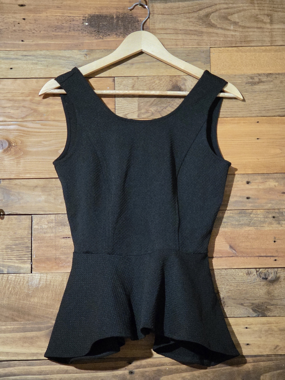 NWT Phanuel Black Textured Peplum Top Sleeveless Mod Career Size S Preppy
